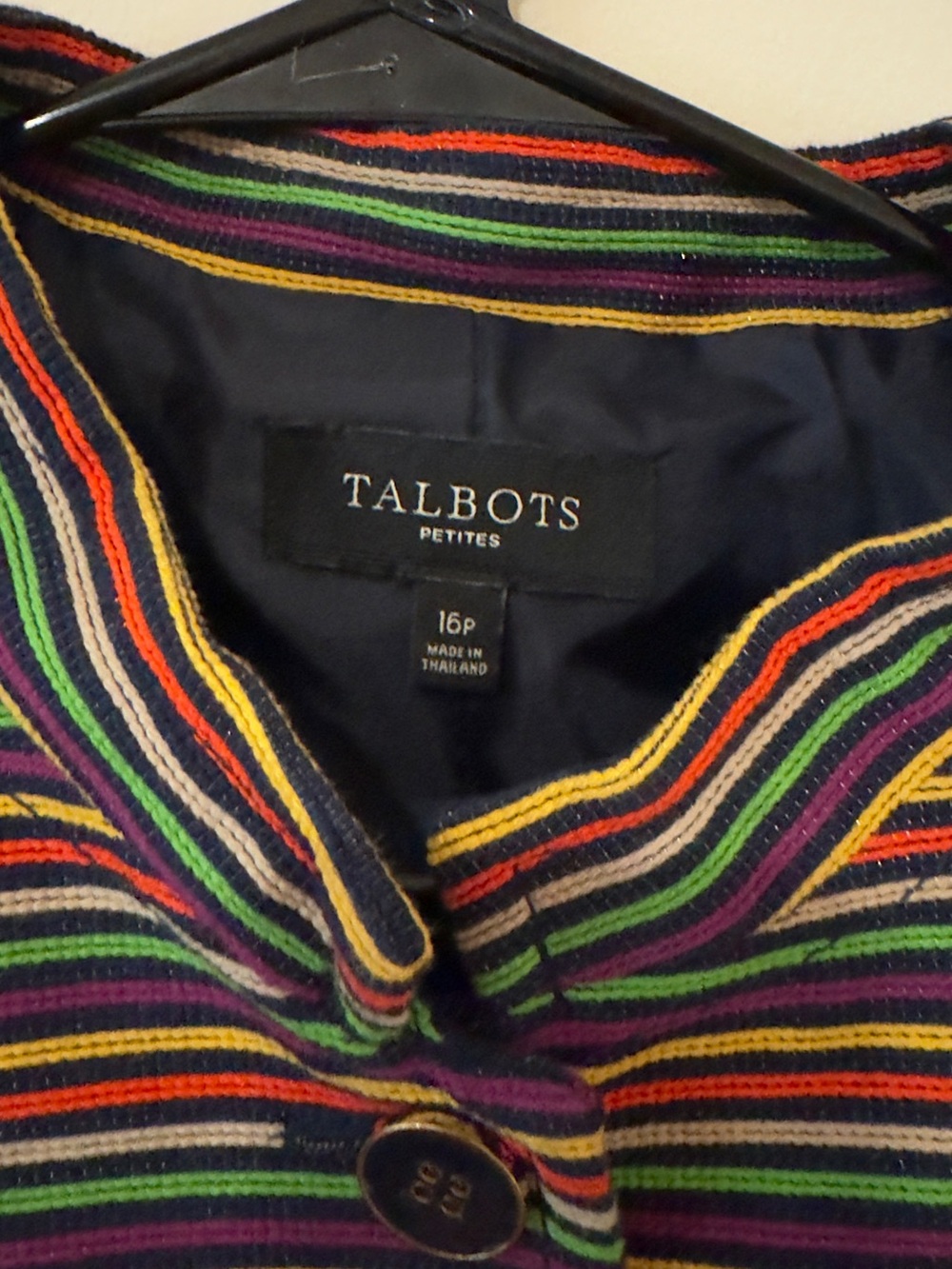 Talbots Striped Multicolor Button-Front Jacket - Picture 7 of 8